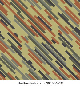 Digital camouflage. Woodland color. Seamless vector pattern. Camo paint for fabrics, hunting clothing or military equipment. Inclined dashed lines.