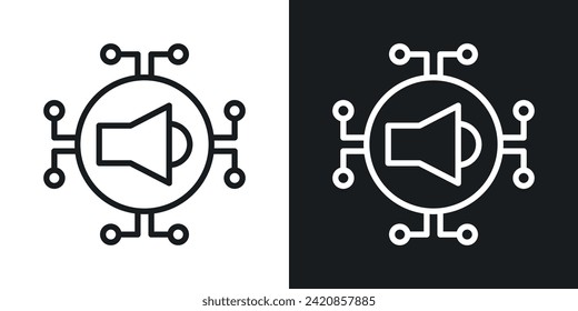 Digital Campaign Icon Designed in a Line Style on White Background.