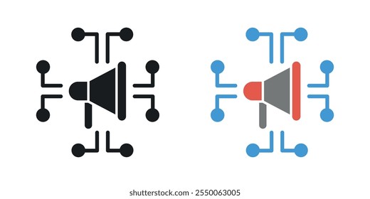 Digital campaign icon set in black and colored version