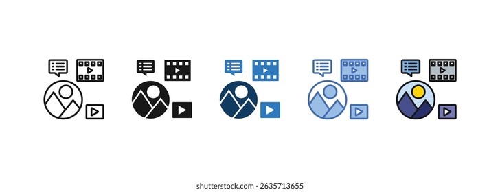 El icono de campañas digitales establece un estilo múltiple de colección

