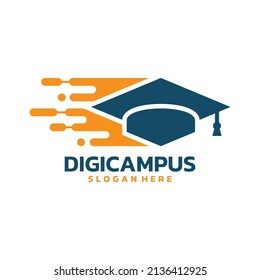 Digital campus logo vector. Technology-based college logo template design concept.