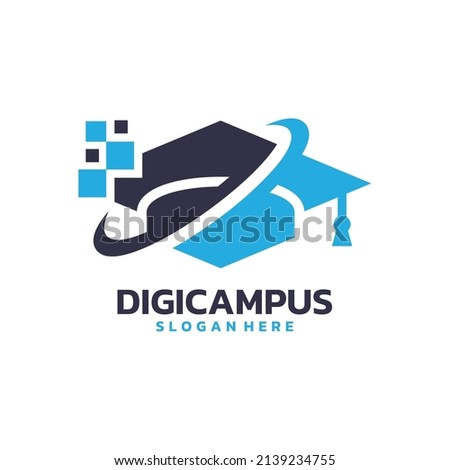 Digital campus logo vector. Technology-based college logo template design concept.
