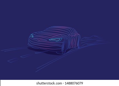 Digital car speed line art illustration