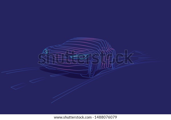 Digital car speed line\
art illustration