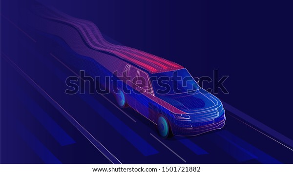 Digital car speed\
vector abstract\
illustration