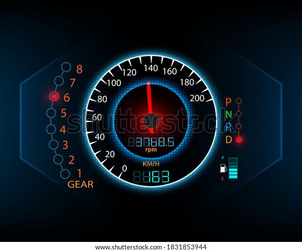 Digital car speedometer on background, vector\
illustration eps10