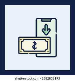 Digital Cash Flow Icon: Mobile Payment Transfer
