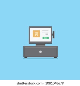 Digital cash register with receipt and money drawer