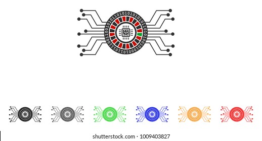 Digital Casino Circuit icon. Vector illustration style is a flat iconic digital casino circuit symbol with gray, yellow, green, blue, red, black color versions.