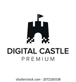 plantilla vectorial de icono de castillo digital