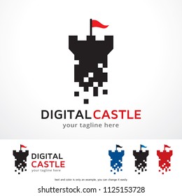 Digital Castle Logo Template Design, Creative Symbol, Icon