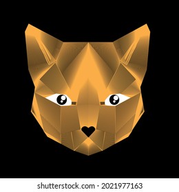 Digital cat face made of geometric shapes
