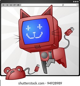 Digital Cat Mouse Cartoon Characters Stock Vector Royalty Free 9492