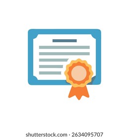 Digital certificate award with ribbon on a White Background