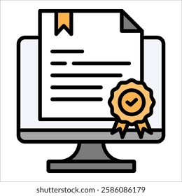 Digital Certificate Icon Element For Design