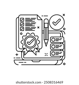 Digitales Zertifikat-Gliederungssymbol, Vektorgrafik