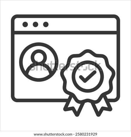 Digital Certificate Outline Icon Vector Illustration