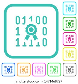 Digital certificate vivid colored flat icons in curved borders on white background