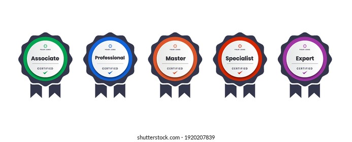 digital certification logo for training, competition, rewards, standards, and criteria etc. Certified badge icon with ribbon vector illustration.