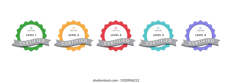 digital certification logo for training, competition, rewards, standards, and criteria etc. Certified badge icon with ribbon vector illustration.