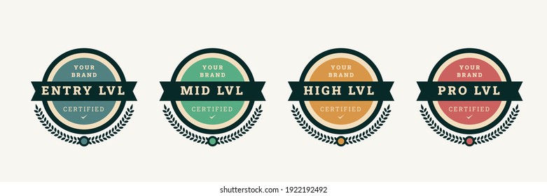 Digital certified logo badge with ribbon templates. Certification emblem with vintage concept design. Vector illustration.