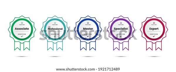 Digital Certified logo\
badge. Set of company training icon certificates to determine based\
on criteria.