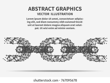 Digital chain, vector illustration for minimalistic design. Network connections with points and lines. Abstract technology background.