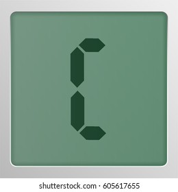 Digital character from a typeface on a screen, vector illustration