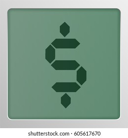 Digital character from a typeface on a screen, vector illustration