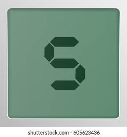 Digital character from a typeface on a screen, vector illustration