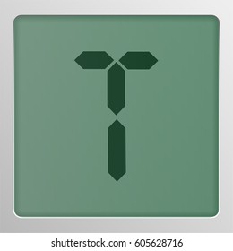 Digital character from a typeface on a screen, vector illustration