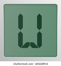 Digital character from a typeface on a screen, vector illustration