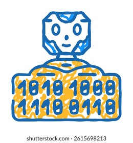 digital chat bot doodle icon sketch vector. digital chat bot sign. isolated symbol illustration