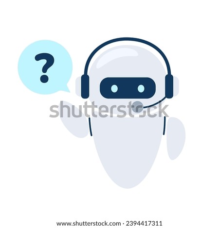 Digital chat bot, robot assistant for customer support. Concept of virtual conversation assistant for getting help. Vector illustration isolated on white background.