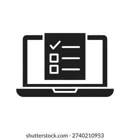 Digital checklist computer showing laptop with tick marks representing verified system software update online task successful scan