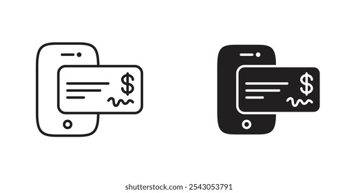 Icono de cheque digital, que representa cheques Electrónicas, pagos formales y transacciones financieras seguras