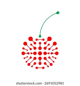 Digitales Kirschlogo mit futuristischem Technologie- und Innovationskonzept
