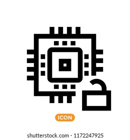 digital chip vector icon. Hardware related symbol. Sign of processor