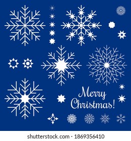 digital christmas card vector with white snowflakes on blue background, snow vector, christmas ornament vector, hand drawn snowflake vector, linkedin banner, digital virtual background, facebook cover