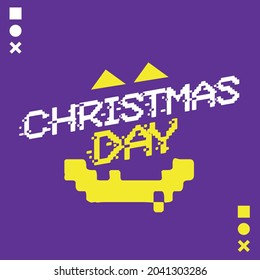 Digital Christmas Day. Christmas Text Design. Abstract Design. Yellow and Purple.