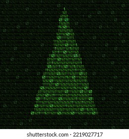 Digital christmas tree with binary code. Christmas tree. Vector illustration
