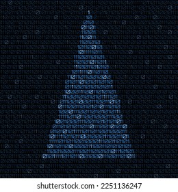 Digital christmas tree with binary code. Christmas tree. Vector illustration