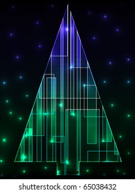 Digital christmas tree. Vector illustration