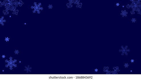 digital christmas vector background for Facebook cover, Linkedin banner vector, Insta story. Bright snowflake vectors, on dark blue, hand drawn snowflakes, zoom background, snow vector, purple, blue