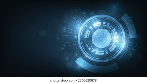 Fondo del círculo digital. Imagen Círculo digital sobre fondo azul oscuro.Concepto de sistema de conexión de alta tecnología.	