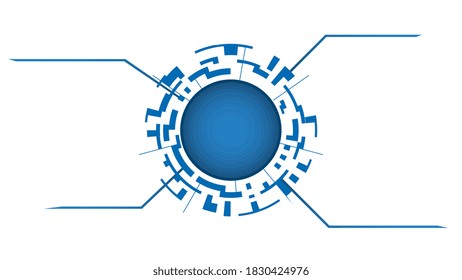 Digital circle like an eye or a spider isolated on white. Design element for banners or websites. Copy space. Vector EPS10.