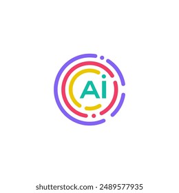digital circle line abstract with Letter A