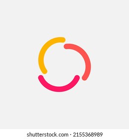 Digital circle logo. Abstract Geometric shape.   Letter O Logotype. Minimal colorful line style