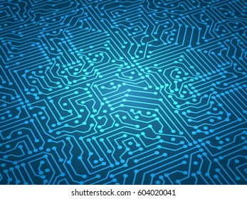 Digital circuit blue vector background