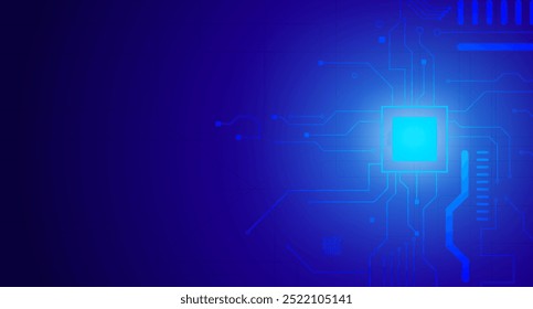 Digital circuit board background, illustration of processor chip and motherboard in futuristic technology.